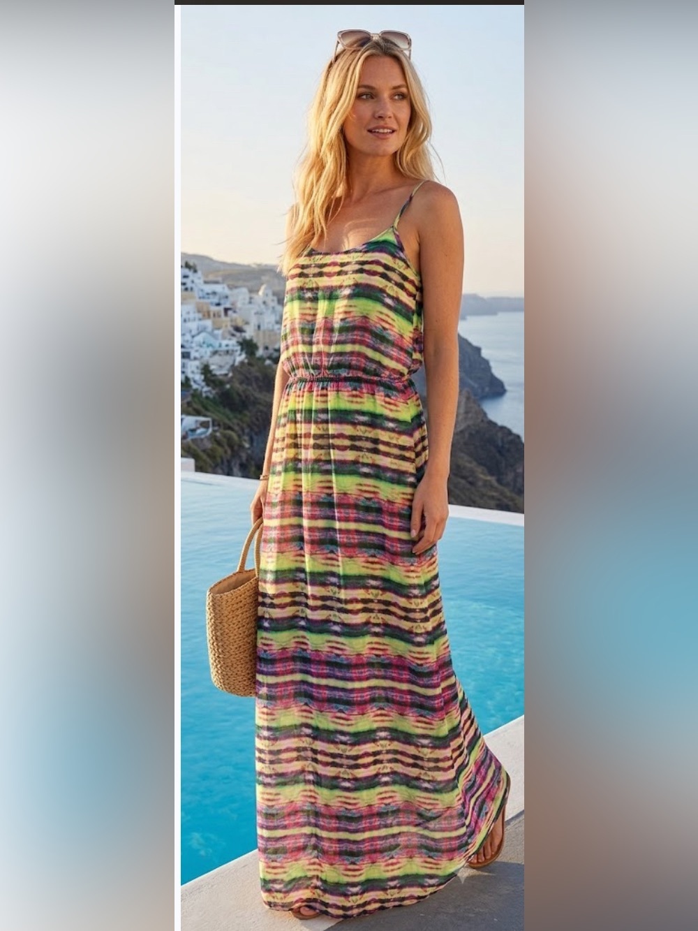 No Boundaries Neon Green and Multicolor Tie-Dye Maxi Dress